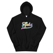 Aloha Script ~ Floral with White Border *ADULT HOODIE*