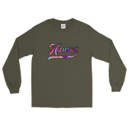 Hawaii Script ~ Floral with Black Border *ADULT LONG SLEEVE*