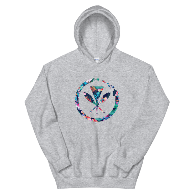 Kanaka Maoli Coat of Arms with Hawaiian Islands Ring - Floral *ADULT HOODIE*