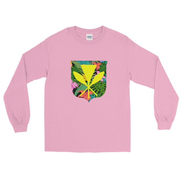 Kanaka Maoli Coat of Arms with Floral Shield *ADULT LONG SLEEVE*