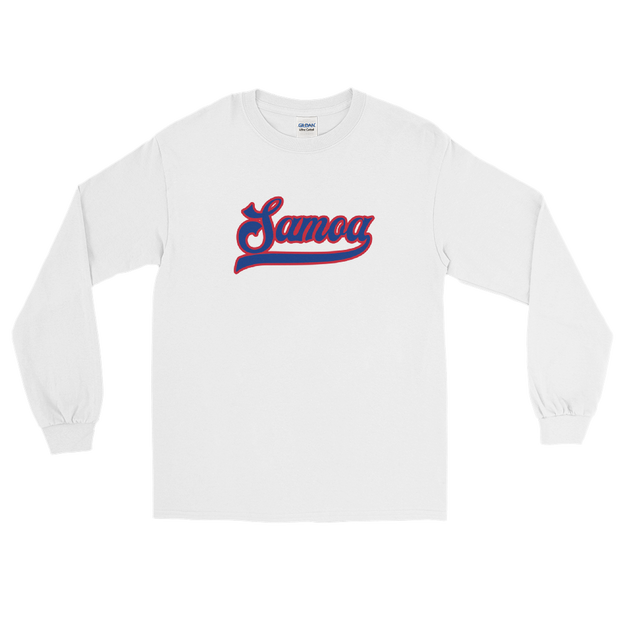 Samoa Script ~ Blue with Red Border *ADULT LONG SLEEVE*