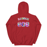 Hawaii 808 - Floral Jersey with White Border (front/back) *ADULT HOODIE*