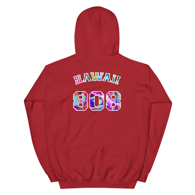 Hawaii 808 - Floral Jersey with White Border (front/back) *ADULT HOODIE*