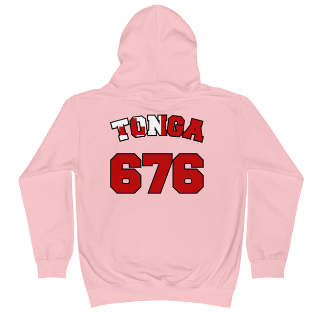 Tonga 676 - Flag with Black Border (front/back) *KIDS HOODIE*