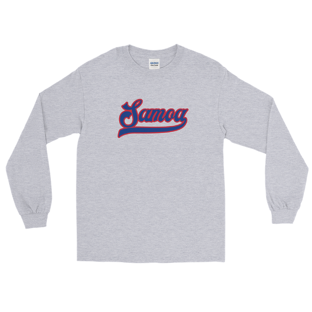 Samoa Script ~ Blue with Red Border *ADULT LONG SLEEVE*