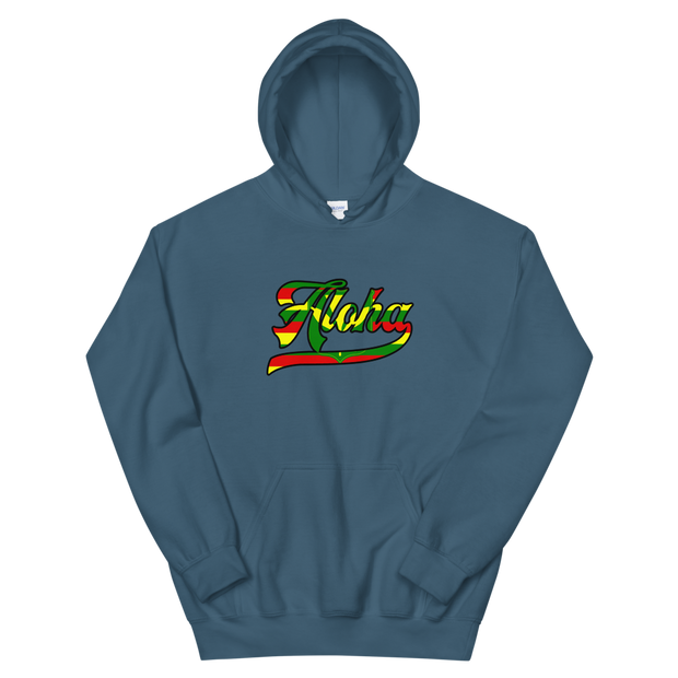 Aloha Script ~ Flag with Black Border *ADULT HOODIE*