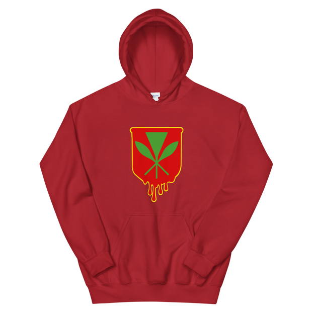 Kanaka Maoli Crest - Red with Yellow Border *ADULT HOODIE*