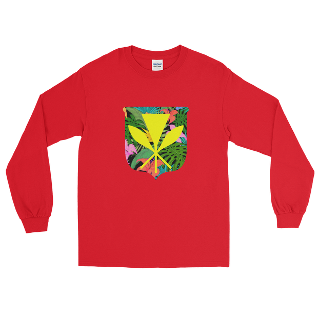 Kanaka Maoli Coat of Arms with Floral Shield *ADULT LONG SLEEVE*