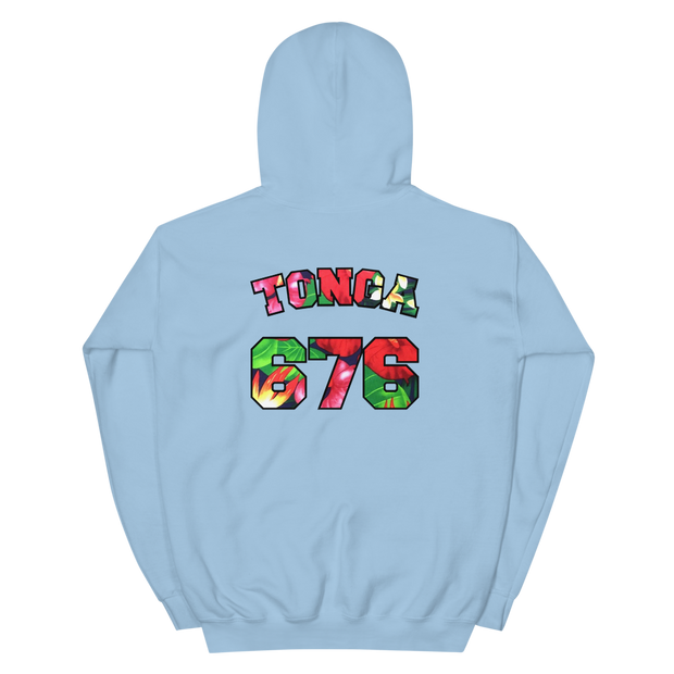 Tonga 676 - Floral Jersey with Black Border (front/back) *ADULT HOODIE*