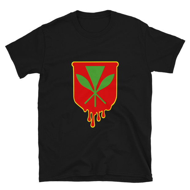 Kanaka Maoli Crest - Red with Yellow Border *ADULT SHORT SLEEVE*