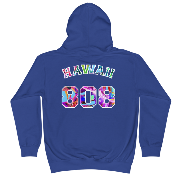 Hawaii 808 - Floral Jersey with White Border (front/back) *KIDS HOODIE*