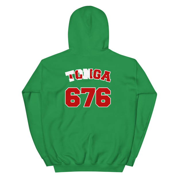 Tonga 676 - Flag with White Border (front/back) *ADULT HOODIE*