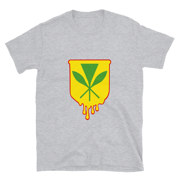 Kanaka Maoli Crest - Yellow with Red Border *ADULT SHORT SLEEVE*