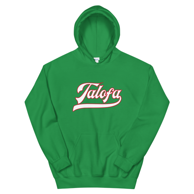 Talofa Script ~ White with Red Border *ADULT HOODIE*