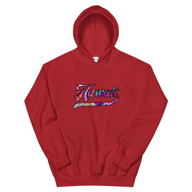 Hawaii Script ~ Floral with Black Border *ADULT HOODIE*