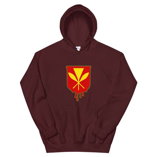 Kanaka Maoli Crest - Red with Green Border *ADULT HOODIE*