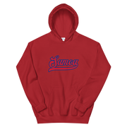 Samoa Script ~ Red with Blue Border *ADULT HOODIE*