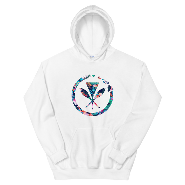 Kanaka Maoli Coat of Arms with Hawaiian Islands Ring - Floral *ADULT HOODIE*