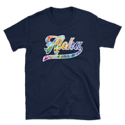 Aloha Script ~ Floral with White Border *ADULT SHORT SLEEVE*