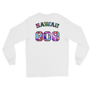 Hawaii 808 - Floral Jersey with Black Border (front/back) *ADULT LONG SLEEVE*