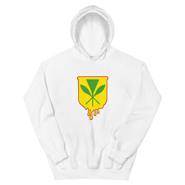 Kanaka Maoli Crest - Yellow with Red Border *ADULT HOODIE*