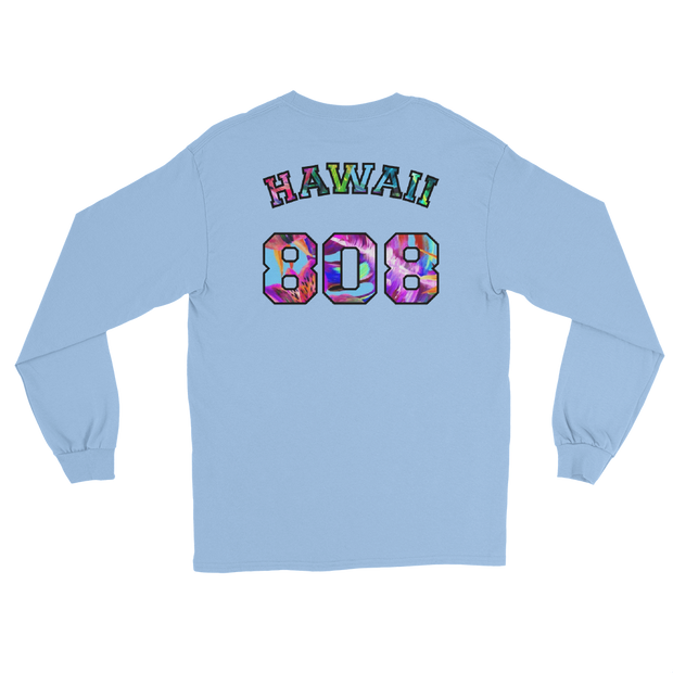 Hawaii 808 - Floral Jersey with Black Border (front/back) *ADULT LONG SLEEVE*