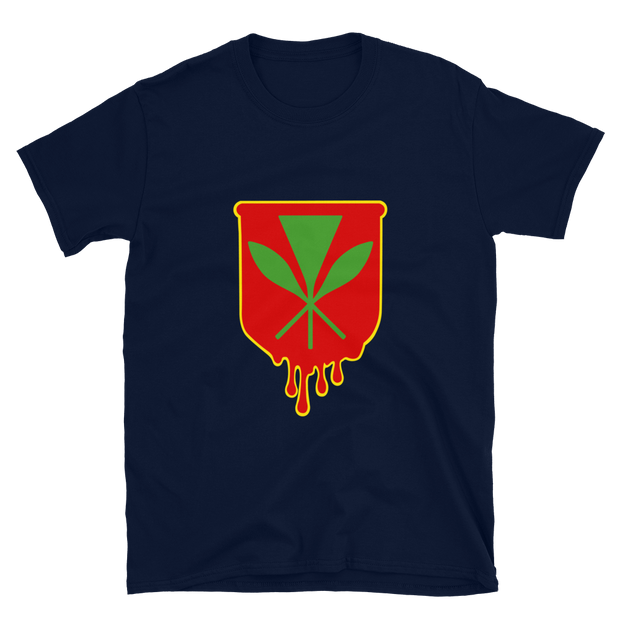 Kanaka Maoli Crest - Red with Yellow Border *ADULT SHORT SLEEVE*