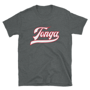 Tonga Script ~ White with Red Border *ADULT SHORT SLEEVE*