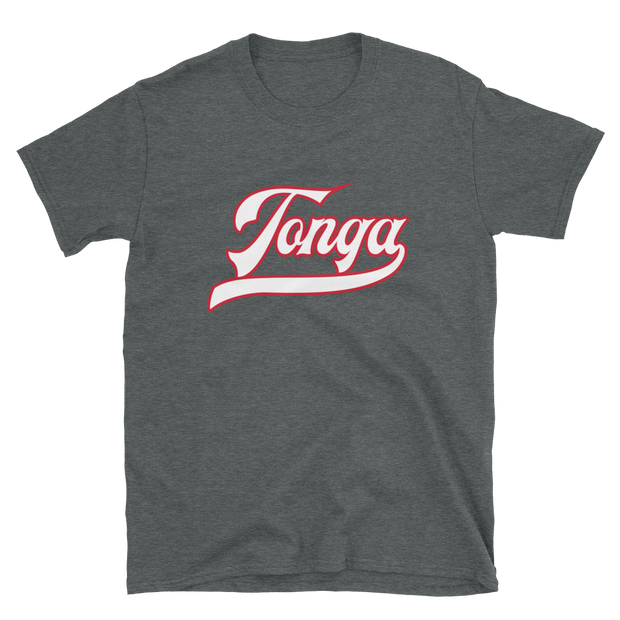 Tonga Script ~ White with Red Border *ADULT SHORT SLEEVE*