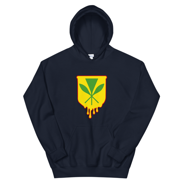 Kanaka Maoli Crest - Yellow with Red Border *ADULT HOODIE*