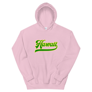 Hawaii Script ~ Green with Yellow Border *ADULT HOODIE*