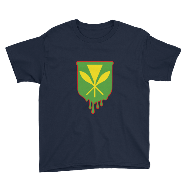 Kanaka Maoli Crest - Green with Red Border *KIDS SHORT SLEEVE*