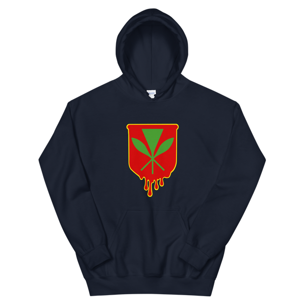 Kanaka Maoli Crest - Red with Yellow Border *ADULT HOODIE*