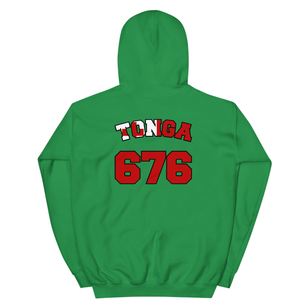 Tonga 676 - Flag with Black Border (front/back) *ADULT HOODIE*