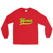 Hawaii Script ~ Yellow with Green Border *ADULT LONG SLEEVE*