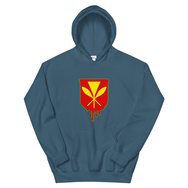 Kanaka Maoli Crest - Red with Green Border *ADULT HOODIE*