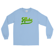 Aloha Script ~ Green with Yellow Border *ADULT LONG SLEEVE*