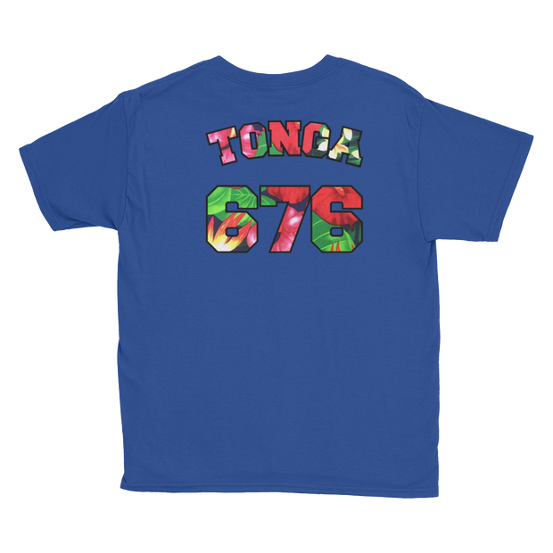 Tonga 676 - Floral Jersey with Black Border (front/back) *KIDS SHORT SLEEVE*