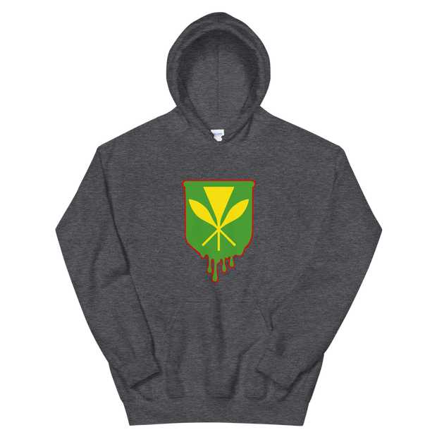 Kanaka Maoli Crest - Green with Red Border *ADULT HOODIE*