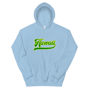 Hawaii Script ~ Green with Yellow Border *ADULT HOODIE*