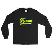 Hawaii Script ~ Yellow with Green Border *ADULT LONG SLEEVE*