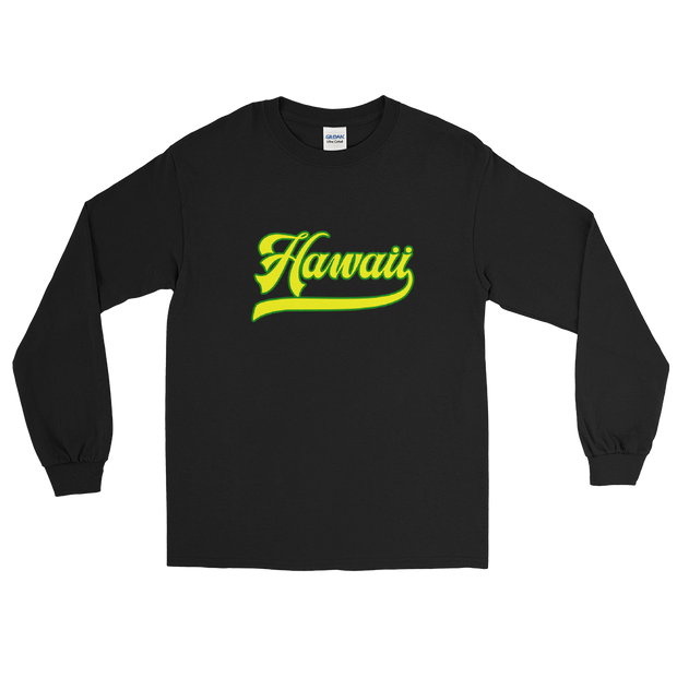 Hawaii Script ~ Yellow with Green Border *ADULT LONG SLEEVE*