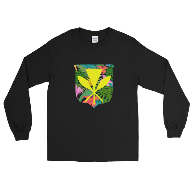 Kanaka Maoli Coat of Arms with Floral Shield *ADULT LONG SLEEVE*