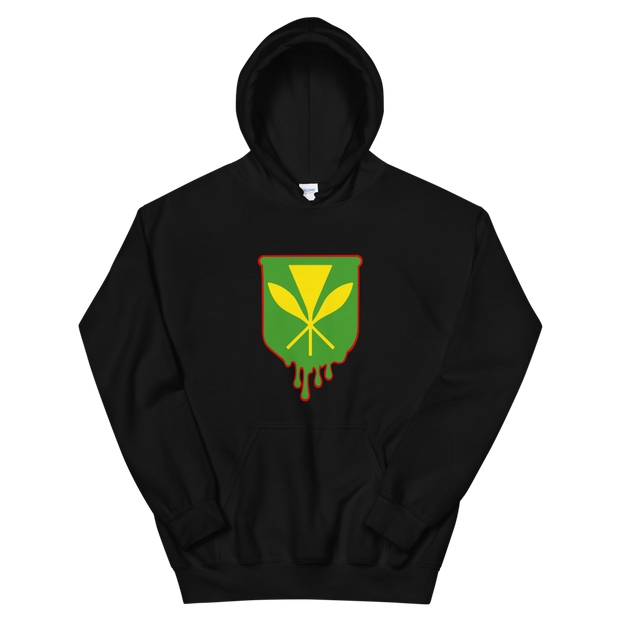 Kanaka Maoli Crest - Green with Red Border *ADULT HOODIE*