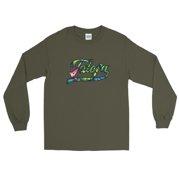 Talofa Script ~ Floral with Black Border *ADULT LONG SLEEVE*