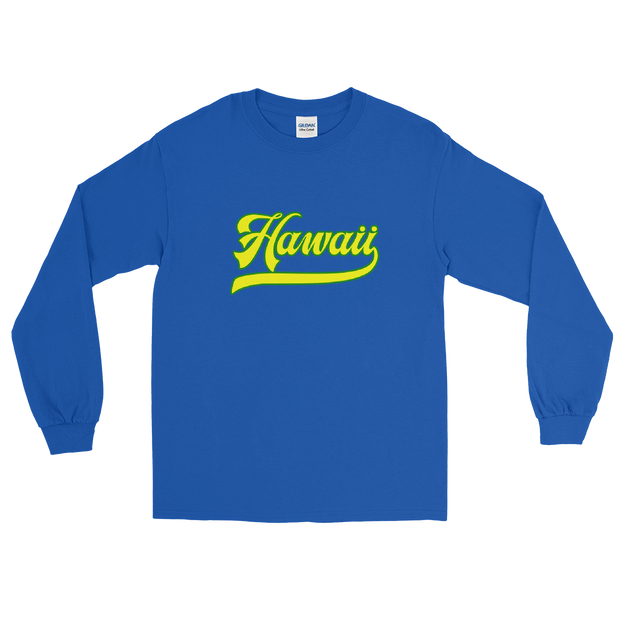 Hawaii Script ~ Yellow with Green Border *ADULT LONG SLEEVE*