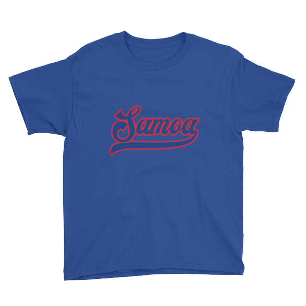 Samoa Script ~ Blue with Red Border *KIDS SHORT SLEEVE*