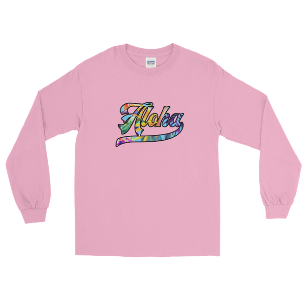 Aloha Script ~ Floral with Black Border *ADULT LONG SLEEVE*