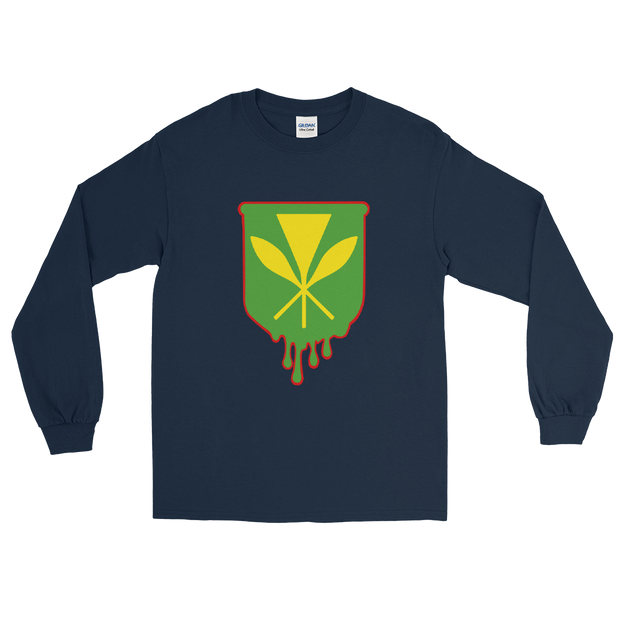 Kanaka Maoli Crest - Green with Red Border *ADULT LONG SLEEVE*