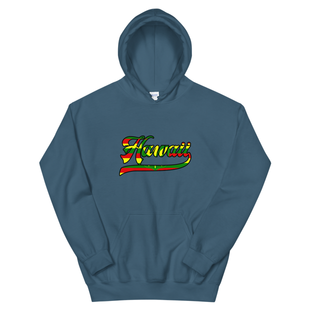 Hawaii Script ~ Flag with Black Border *ADULT HOODIE*